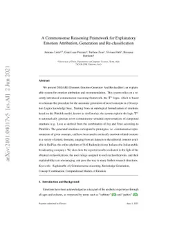 A Commonsense Reasoning Framework for Explanatory Emotion Attribution,
  Generation and Re-classification