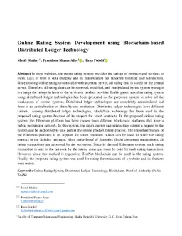 Online rating system development using blockchain-based distributed
  ledger technology