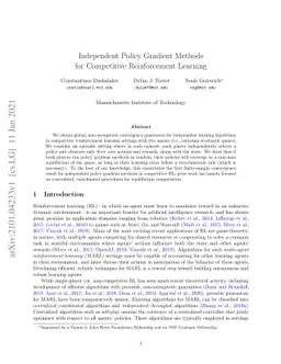 Independent Policy Gradient Methods for Competitive Reinforcement
  Learning