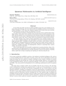Quantum Mathematics in Artificial Intelligence