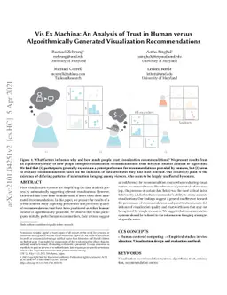 Vis Ex Machina: An Analysis of Trust in Human versus Algorithmically
  Generated Visualization Recommendations