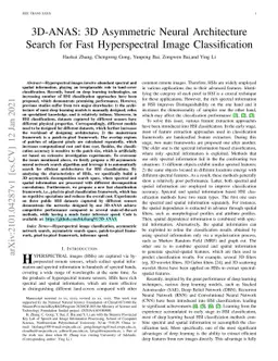 3D-ANAS: 3D Asymmetric Neural Architecture Search for Fast Hyperspectral
  Image Classification