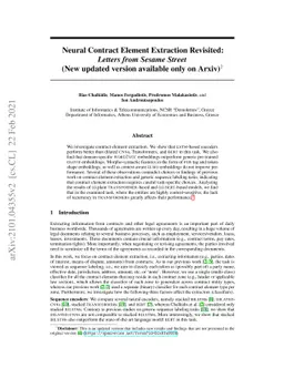 Neural Contract Element Extraction Revisited: Letters from Sesame Street