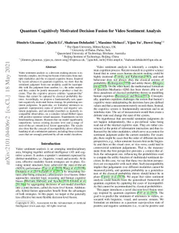 Quantum Cognitively Motivated Decision Fusion for Video Sentiment
  Analysis