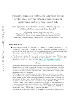 Penalized regression calibration: a method for the prediction of
  survival outcomes using complex longitudinal and high-dimensional data