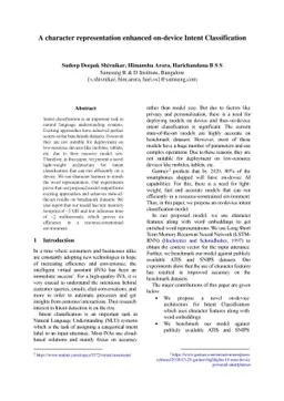 A character representation enhanced on-device Intent Classification