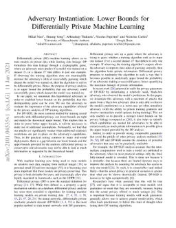 Adversary Instantiation: Lower Bounds for Differentially Private Machine
  Learning