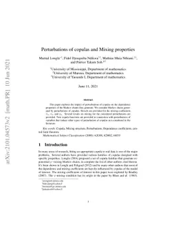 Perturbations of copulas and Mixing properties
