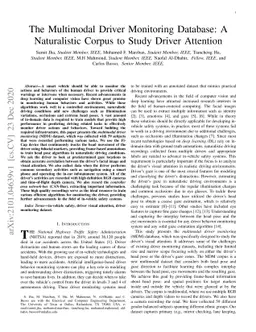 The Multimodal Driver Monitoring Database: A Naturalistic Corpus to
  Study Driver Attention