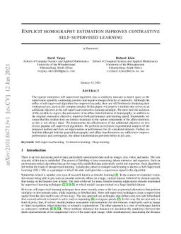 Explicit homography estimation improves contrastive self-supervised
  learning