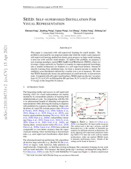 SEED: Self-supervised Distillation For Visual Representation