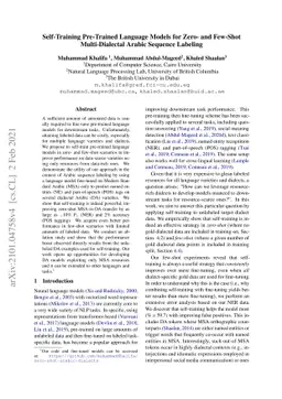 Self-Training Pre-Trained Language Models for Zero- and Few-Shot
  Multi-Dialectal Arabic Sequence Labeling