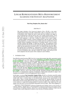 Linear Representation Meta-Reinforcement Learning for Instant Adaptation
