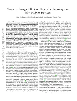 Towards Energy Efficient Federated Learning over 5G+ Mobile Devices