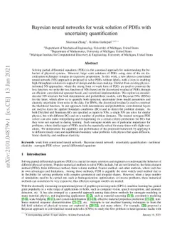 Bayesian neural networks for weak solution of PDEs with uncertainty
  quantification