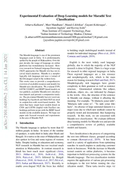 Experimental Evaluation of Deep Learning models for Marathi Text
  Classification