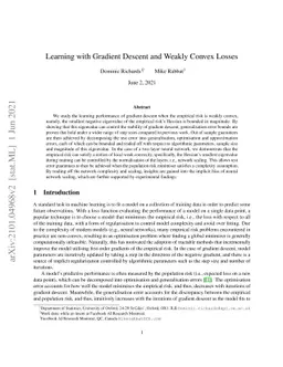 Learning with Gradient Descent and Weakly Convex Losses