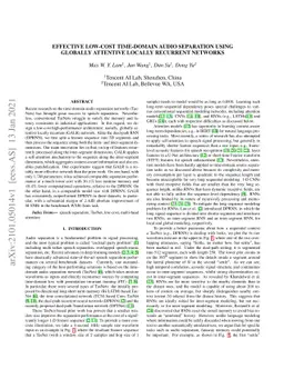 Effective Low-Cost Time-Domain Audio Separation Using Globally Attentive
  Locally Recurrent Networks