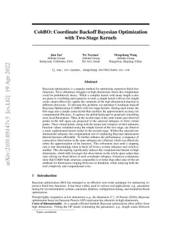 CobBO: Coordinate Backoff Bayesian Optimization with Two-Stage Kernels