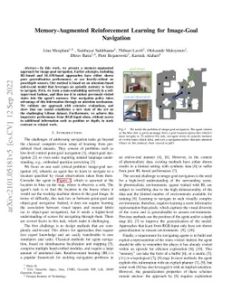 Memory-Augmented Reinforcement Learning for Image-Goal Navigation
