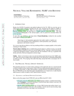 Neural Volume Rendering: NeRF And Beyond