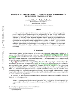 On the human-recognizability phenomenon of adversarially trained deep
  image classifiers