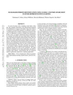 Hand-Based Person Identification using Global and Part-Aware Deep
  Feature Representation Learning