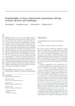 Explainability of deep vision-based autonomous driving systems: Review
  and challenges