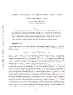 Optimal Clustering in Anisotropic Gaussian Mixture Models