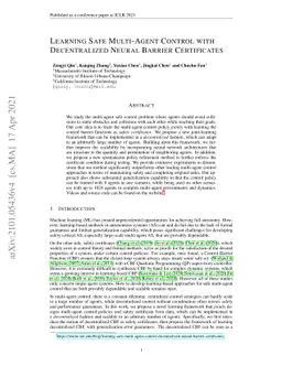 Learning Safe Multi-Agent Control with Decentralized Neural Barrier
  Certificates