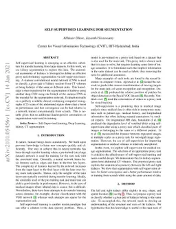 Self-Supervised Learning for Segmentation