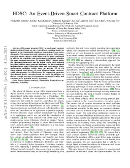 EDSC: An Event-Driven Smart Contract Platform