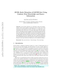 ECOL: Early Detection of COVID Lies Using Content, Prior Knowledge and
  Source Information