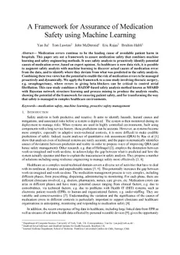 A Framework for Assurance of Medication Safety using Machine Learning