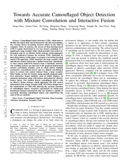 Accurate Camouflaged Object Detection via Mixture Convolution and
  Interactive Fusion