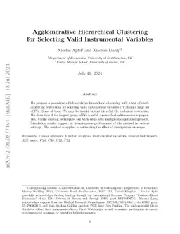 Agglomerative Hierarchical Clustering for Selecting Valid Instrumental
  Variables
