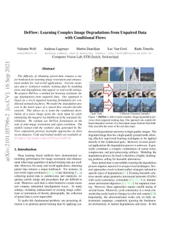 DeFlow: Learning Complex Image Degradations from Unpaired Data with
  Conditional Flows