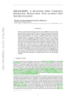 KDLSQ-BERT: A Quantized Bert Combining Knowledge Distillation with
  Learned Step Size Quantization