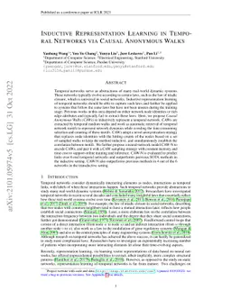 Inductive Representation Learning in Temporal Networks via Causal
  Anonymous Walks