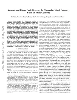Accurate and Robust Scale Recovery for Monocular Visual Odometry Based
  on Plane Geometry