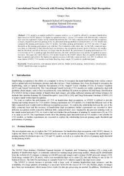 Convolutional Neural Network with Pruning Method for Handwritten Digit
  Recognition