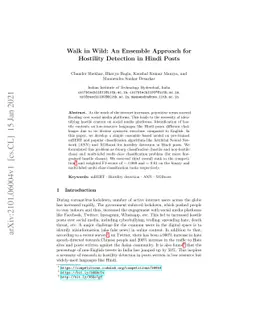 Walk in Wild: An Ensemble Approach for Hostility Detection in Hindi
  Posts