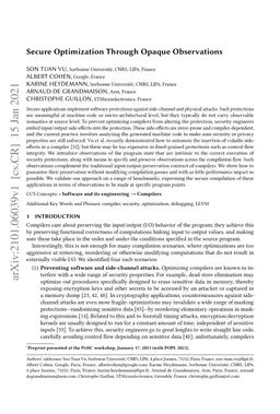 Secure Optimization Through Opaque Observations