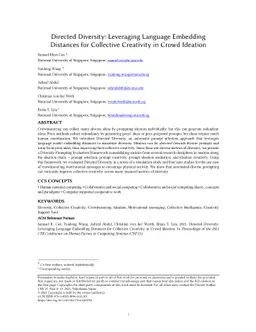 Directed Diversity: Leveraging Language Embedding Distances for
  Collective Creativity in Crowd Ideation