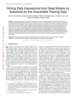 Mining Data Impressions from Deep Models as Substitute for the
  Unavailable Training Data