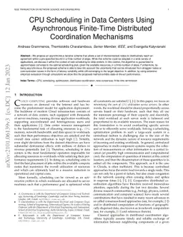 CPU Scheduling in Data Centers Using Asynchronous Finite-Time
  Distributed Coordination Mechanisms