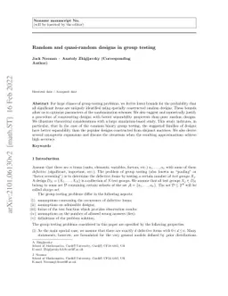 Random and quasi-random designs in group testing