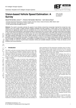 Vision-based Vehicle Speed Estimation: A Survey