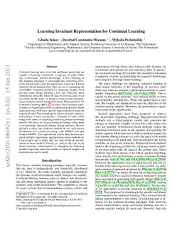 Learning Invariant Representation for Continual Learning