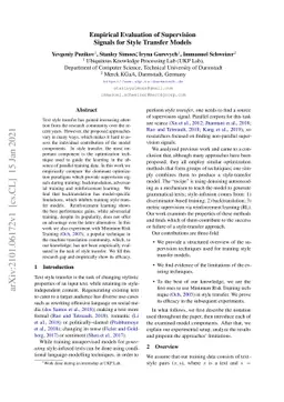 Empirical Evaluation of Supervision Signals for Style Transfer Models